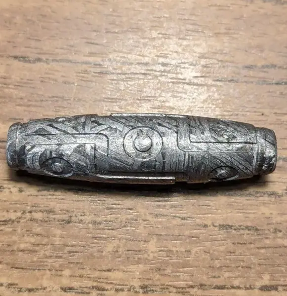 Meteorite DZI bead "9 eyes" carved from Aletai iron meteorite