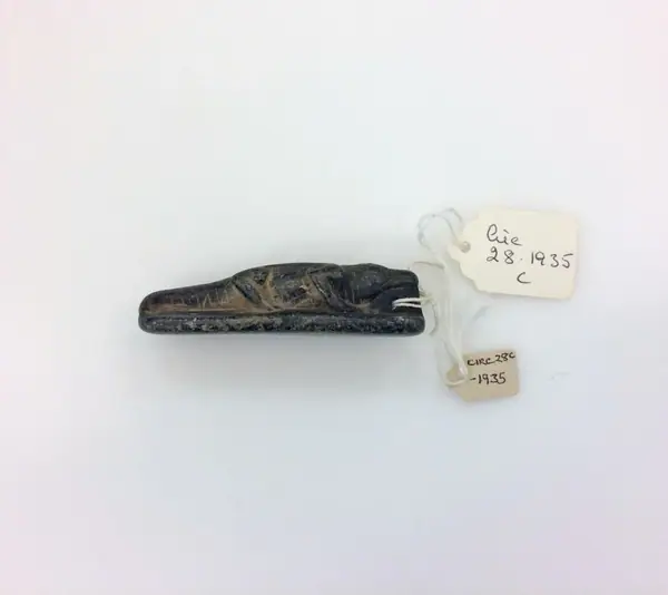 Crocodile amulet, black steatite, Egypt, Late to Roman Period