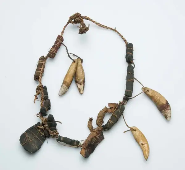 COLLECTIE TROPENMUSEUM Oorlogsamulet in de vorm van een halsketting TMnr 3888-3