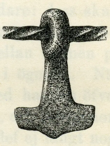 Torshammare av järn fr Södermanland (Montelius, Solgudens yxa (1899) fig
