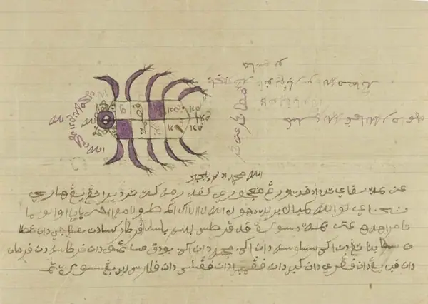 COLLECTIE TROPENMUSEUM Papieren amulet met Arabisch schrift TMnr 1016
