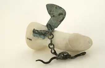 A Graeco-Roman phallic amulet made from alabaster