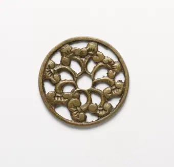 Coin charm, brass, openwork, Korea, Late Joseon dynasty, 1850-1900