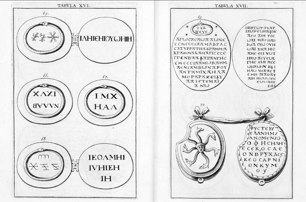 Chifflet, Abraxas seu Apistopistus, 1657 — The lion-serpent with rays, for the stomach