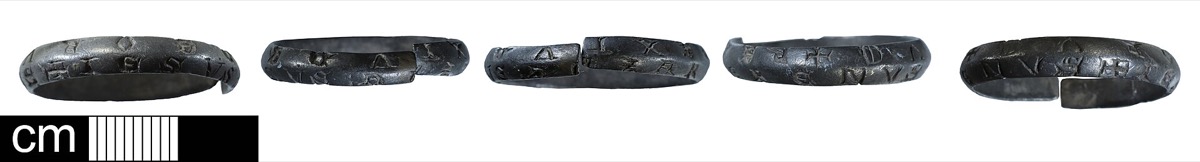 A medieval silver finger-ring with inscription