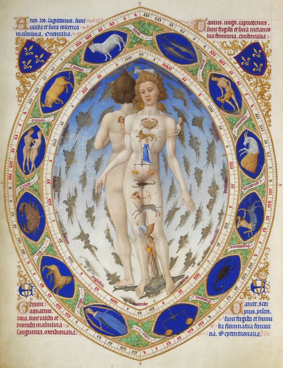 The zodiac man, Très Riches Heures, c. 1412–16